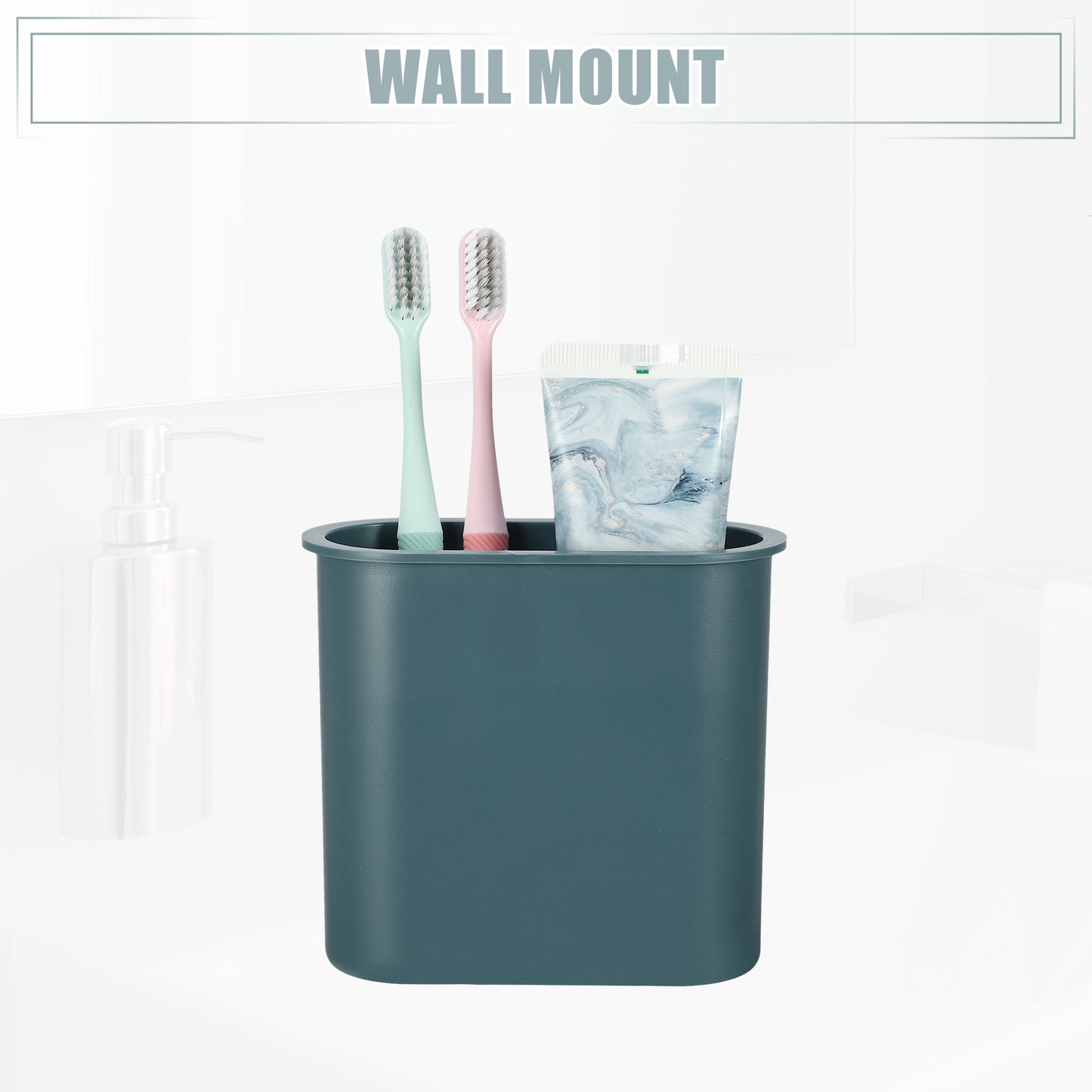 Soporte autoadhesivo de pared para cepillos de dientes, para baño, 12,7 x 5,4 x 10,8 cm, azul oscuro