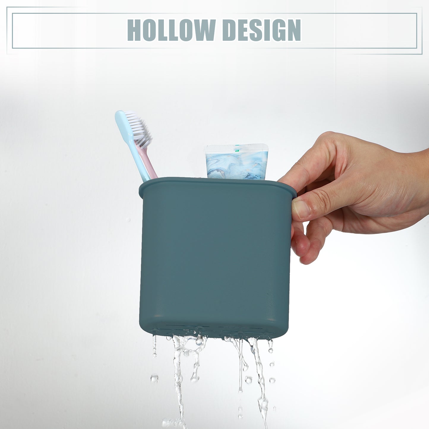 Soporte autoadhesivo de pared para cepillos de dientes, para baño, 12,7 x 5,4 x 10,8 cm, azul oscuro