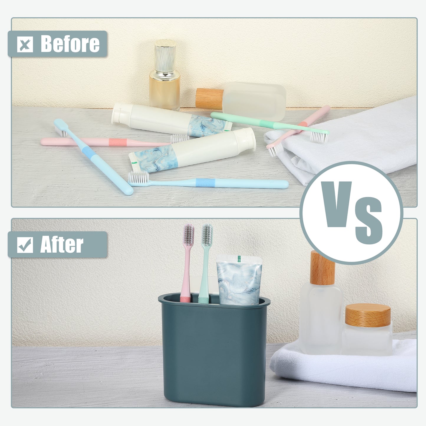 Soporte autoadhesivo de pared para cepillos de dientes, para baño, 12,7 x 5,4 x 10,8 cm, azul oscuro