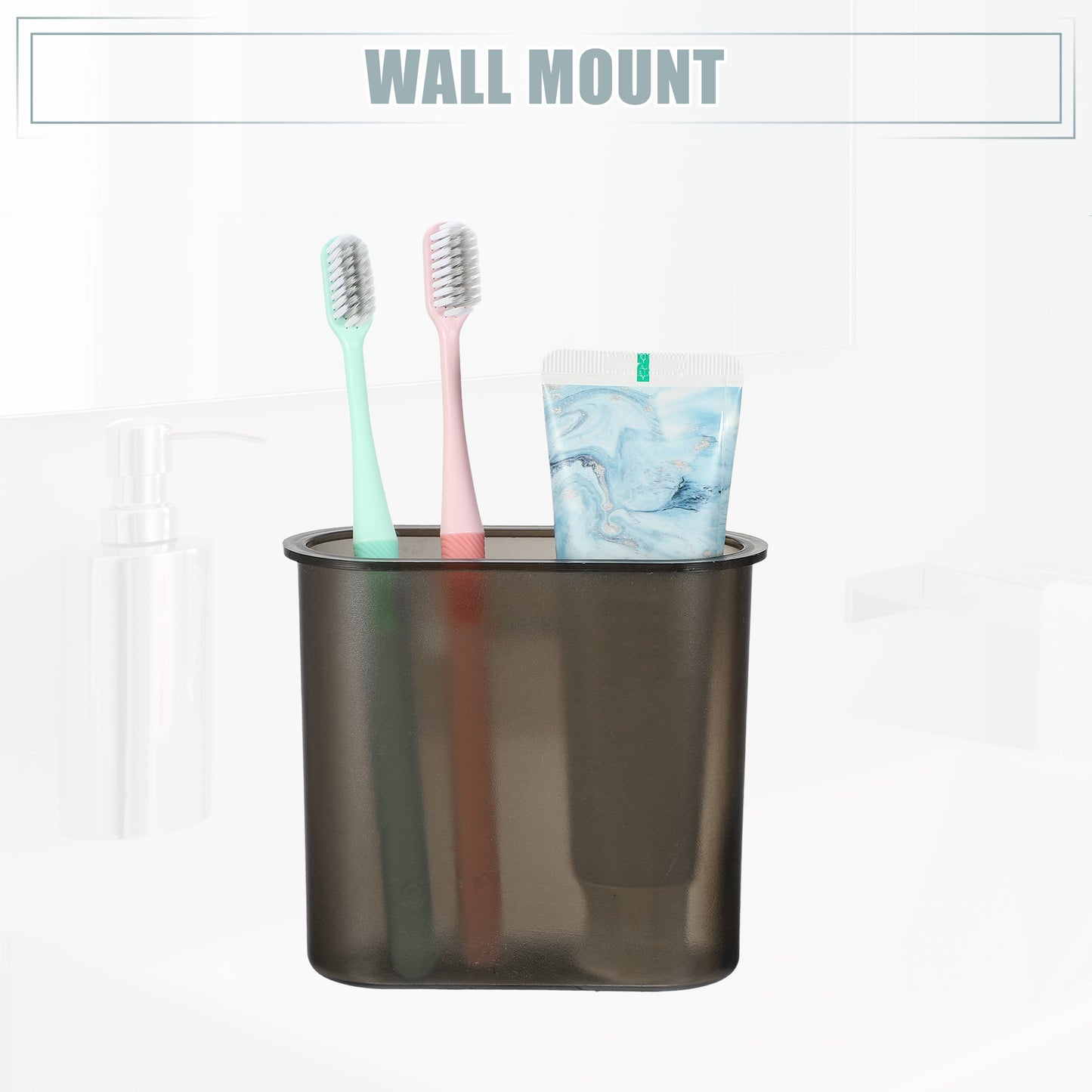 Soporte autoadhesivo de pared para cepillos de dientes, para baño, 12,7 x 5,4 x 10,8 cm, color negro