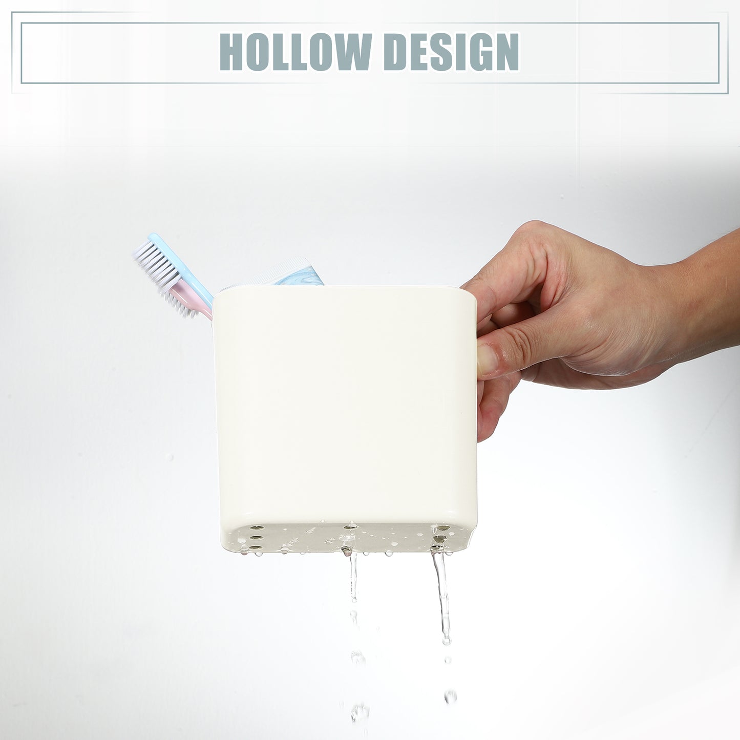 Self Adhesive Wall Mount Toothbrush Holder Stand for Bathroom, 4.65"x2.48"x4.25" White