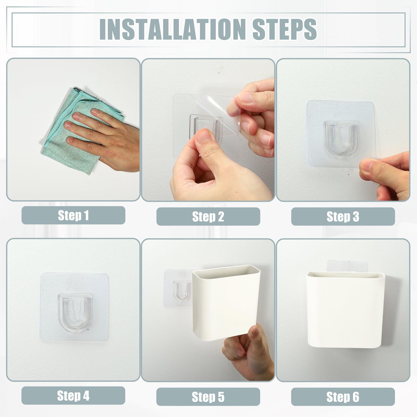 Self Adhesive Wall Mount Toothbrush Holder Stand for Bathroom, 4.65"x2.48"x4.25" White