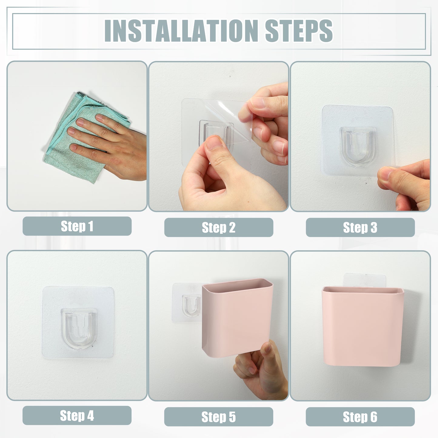 Self Adhesive Wall Mount Toothbrush Holder Stand for Bathroom, 4.65"x2.48"x4.25" Pink