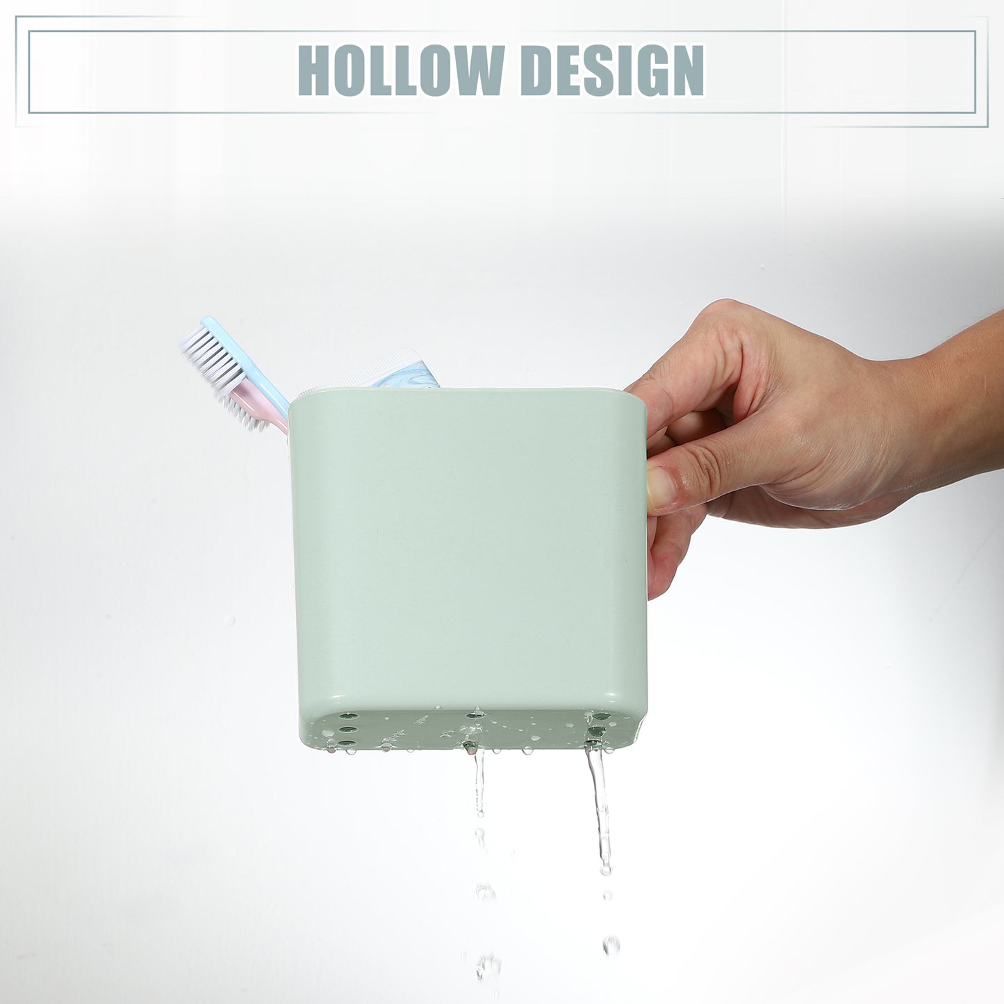 Self Adhesive Wall Mount Toothbrush Holder Stand for Bathroom, 4.65"x2.48"x4.25" Green