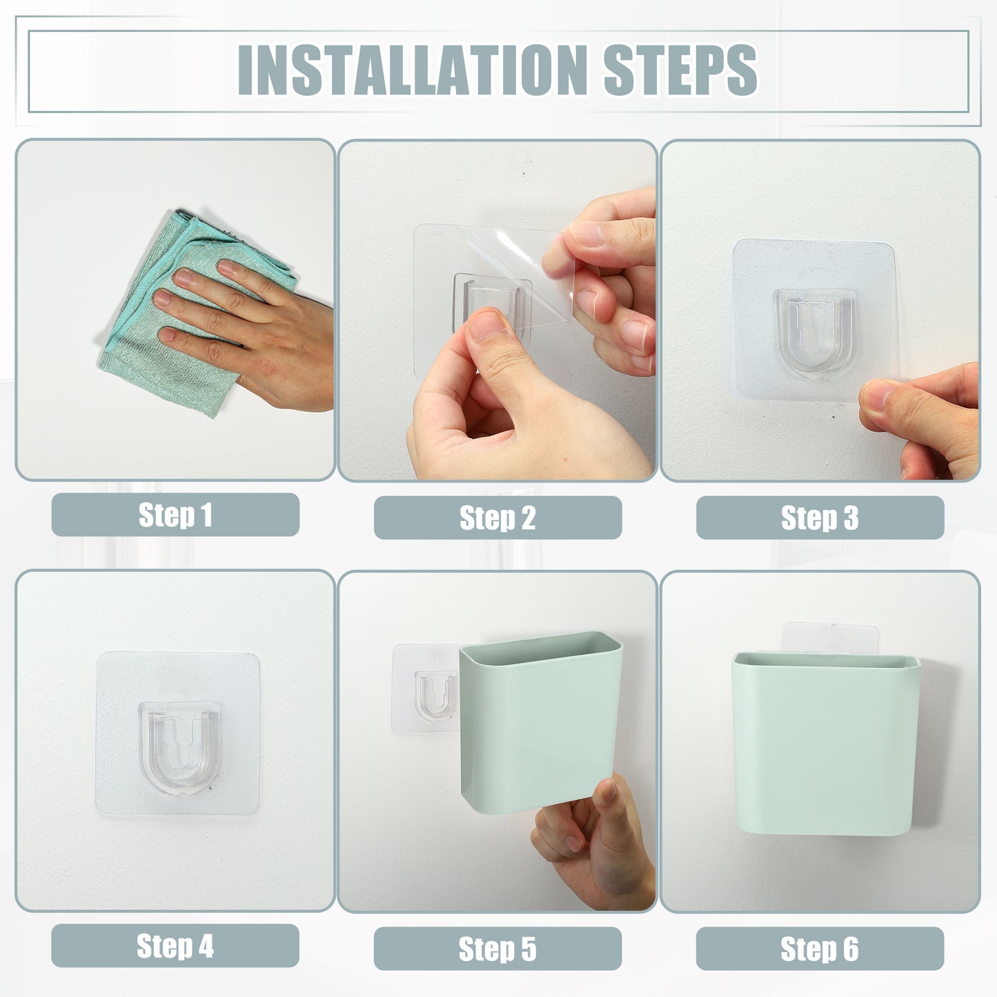 Self Adhesive Wall Mount Toothbrush Holder Stand for Bathroom, 4.65"x2.48"x4.25" Green