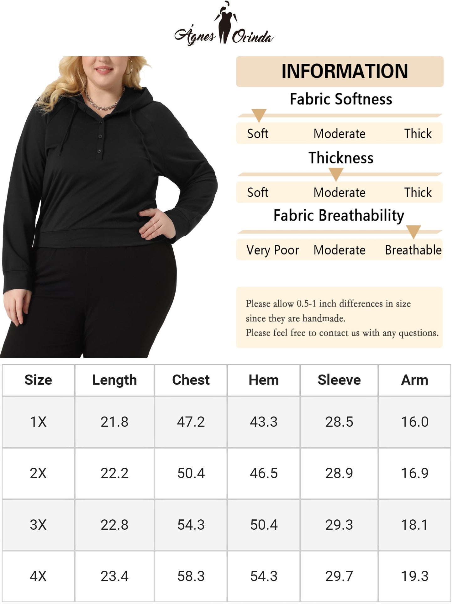 Women Plus Size Hoodies Button Collar Drawstring Hoodies Pullover Sweatshirts Top