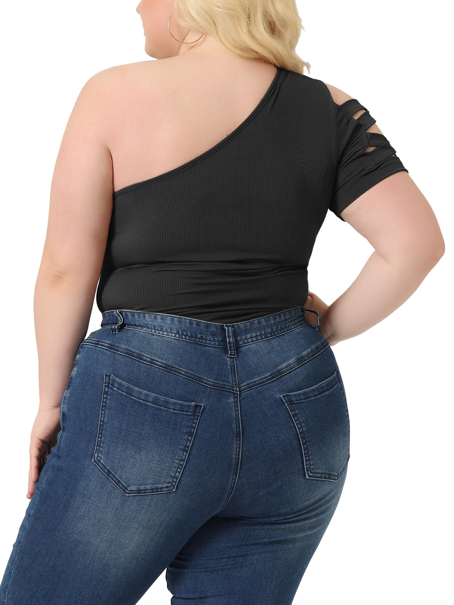 Body sexy de talla grande para mujer, sin mangas, con hombros descubiertos, mono, top