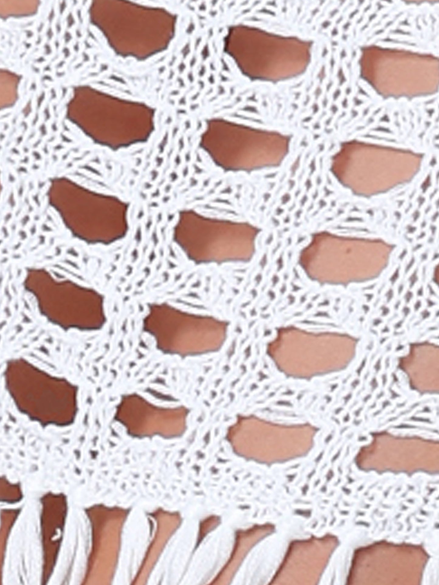Women Crochet Skirt Tassel Mesh Cover Up Skirts Drawstring Beach Skirt