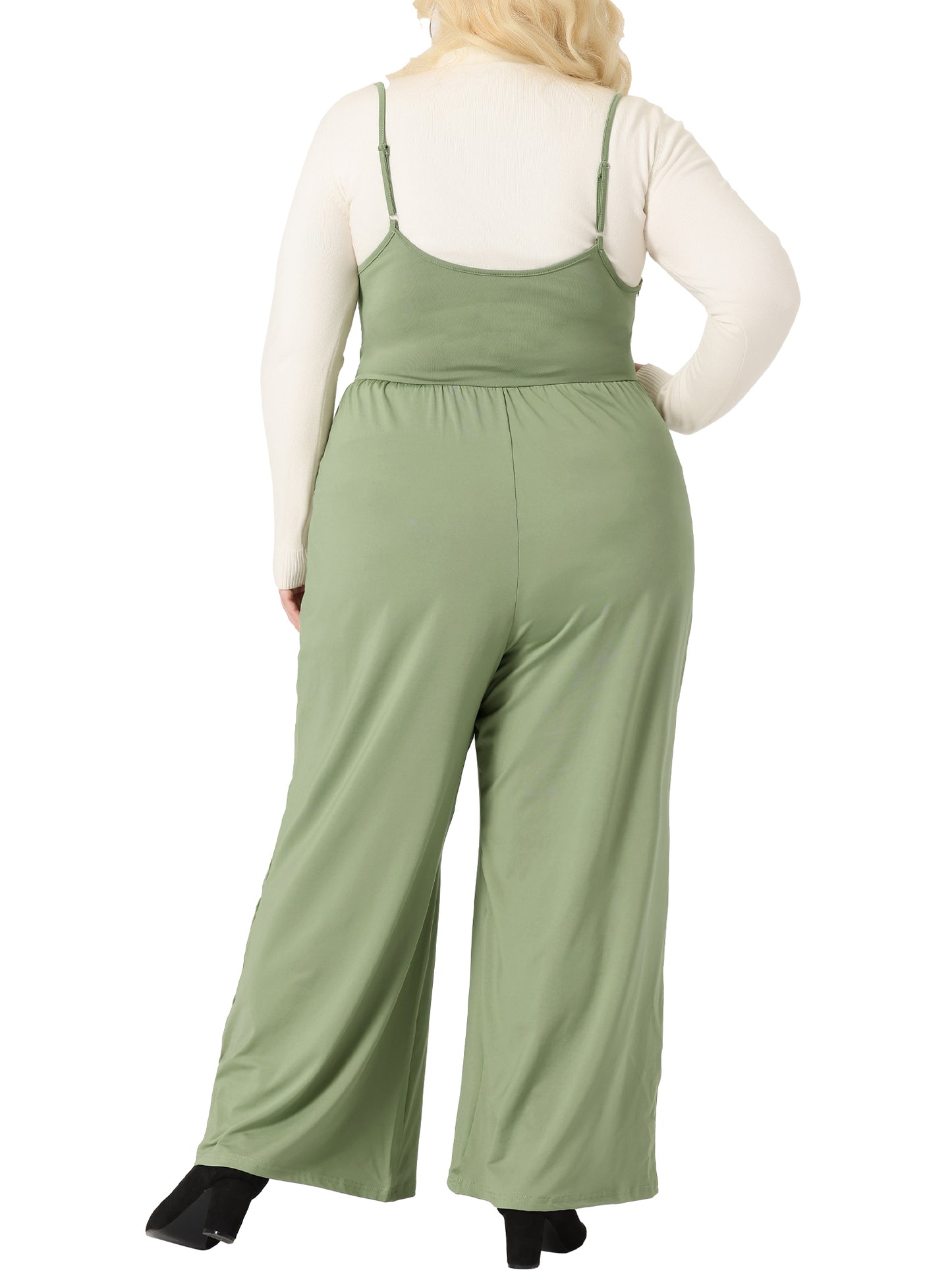 Women Plus Size Overalls Romper One Piece Wide Leg Pant Sleeveless Jumpsuit