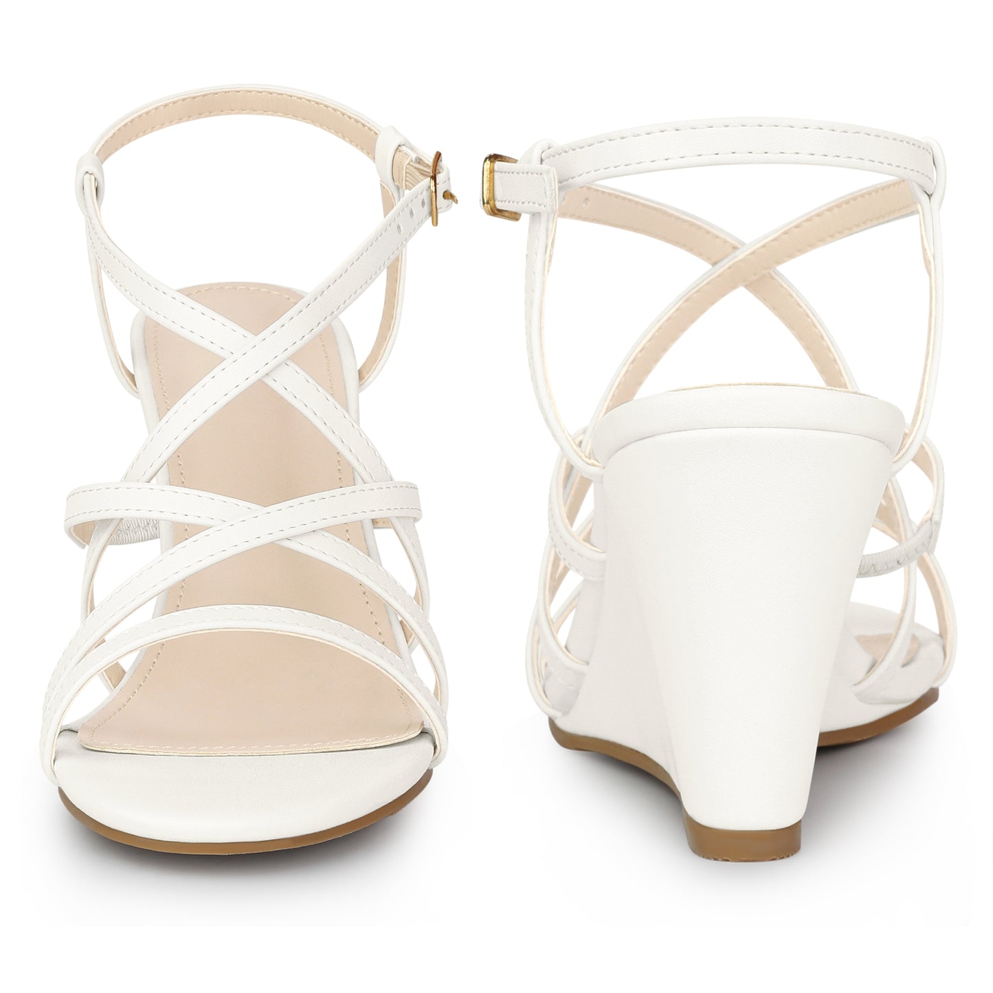 Women Open Toe Strappy Ankle Strap Wedge Sandals