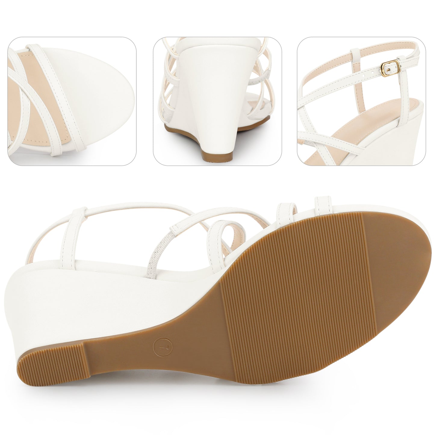 Women Open Toe Strappy Ankle Strap Wedge Sandals
