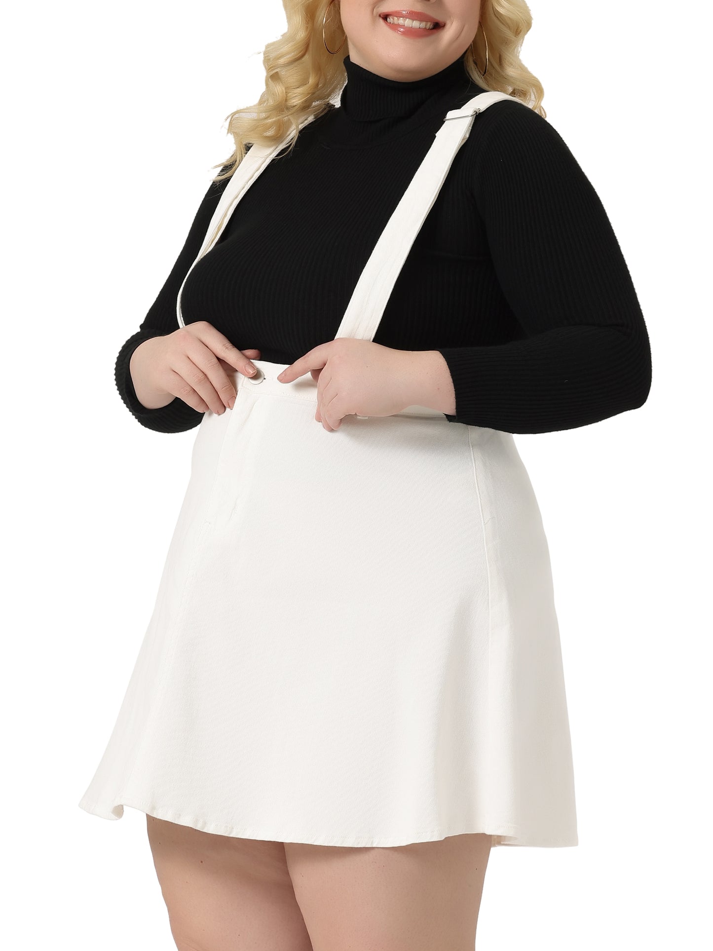 Women Plus Size Suspender Skirt Adjustable Strap Braces Mini Denim Overalls Dress