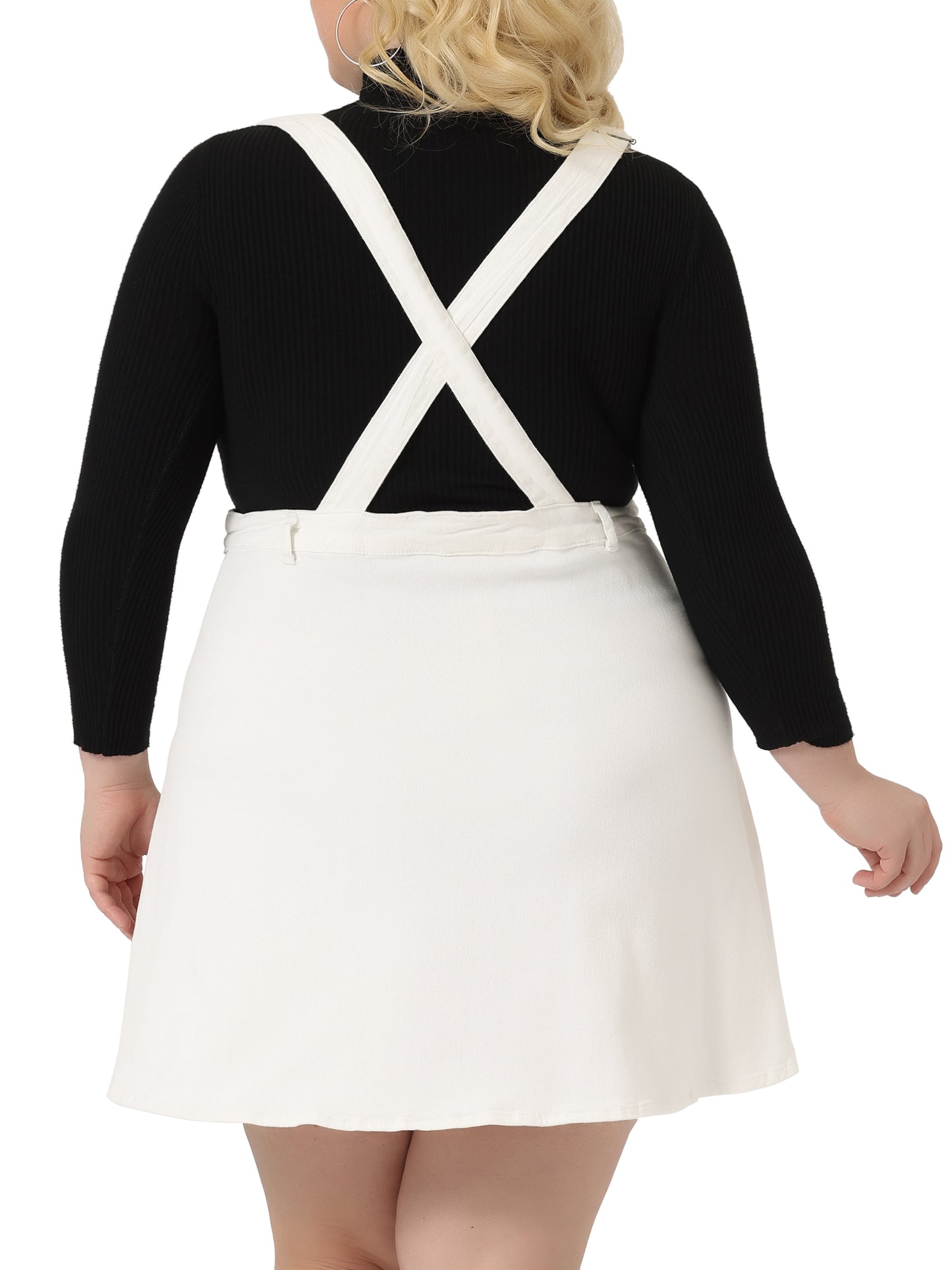 Women Plus Size Suspender Skirt Adjustable Strap Braces Mini Denim Overalls Dress