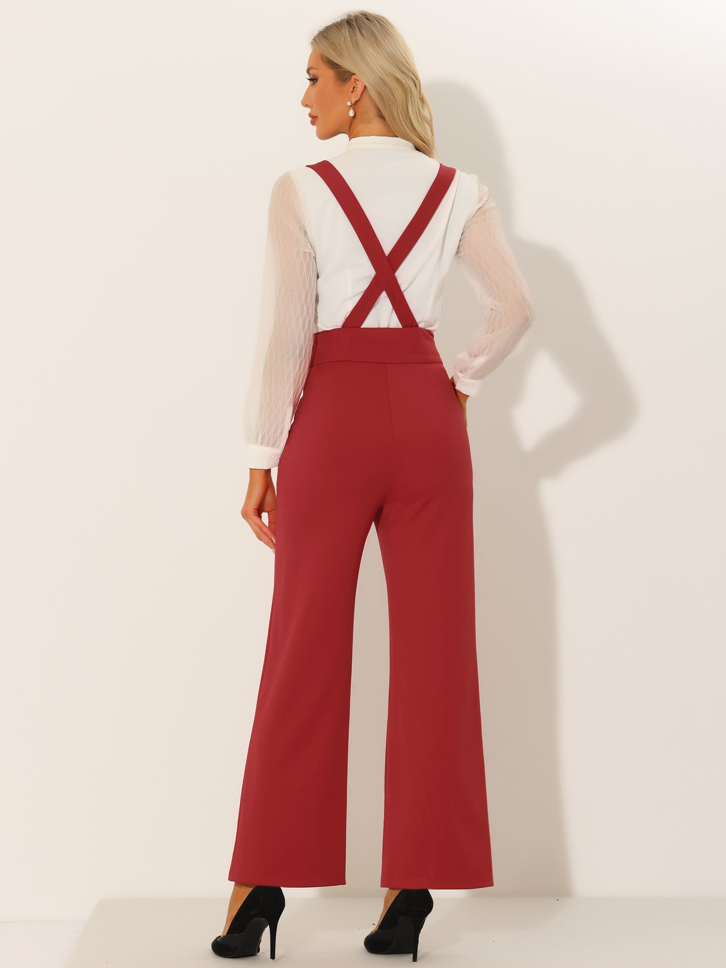 Women's Casual Office Overall Adjustable Straps Wide Leg Suspenders Jumpsuits