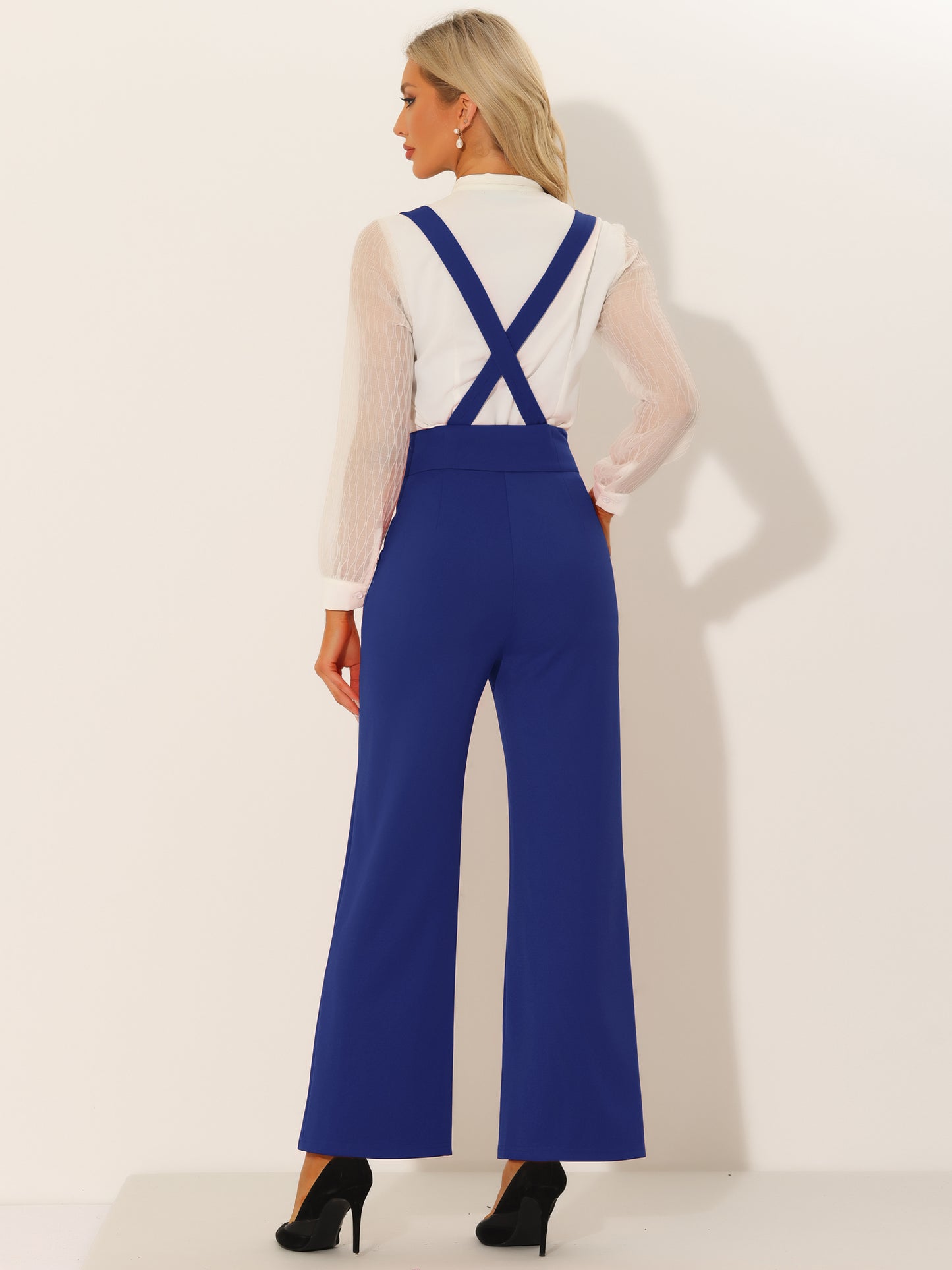 Women's Casual Office Overall Adjustable Straps Wide Leg Suspenders Jumpsuits