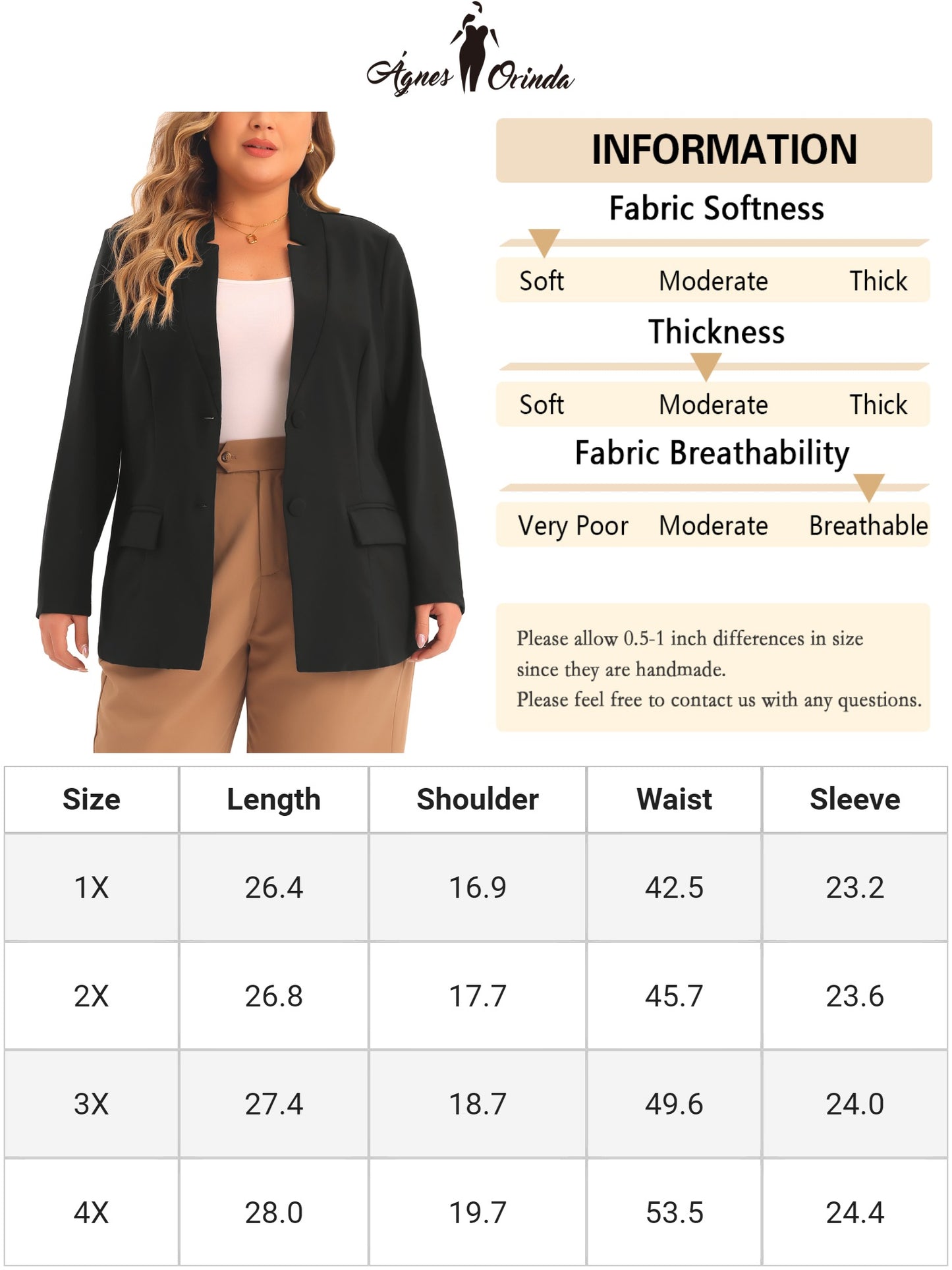 Women Plus Size Business Suit Blazer Button Long Sleeve Office Work Blazer Jacket