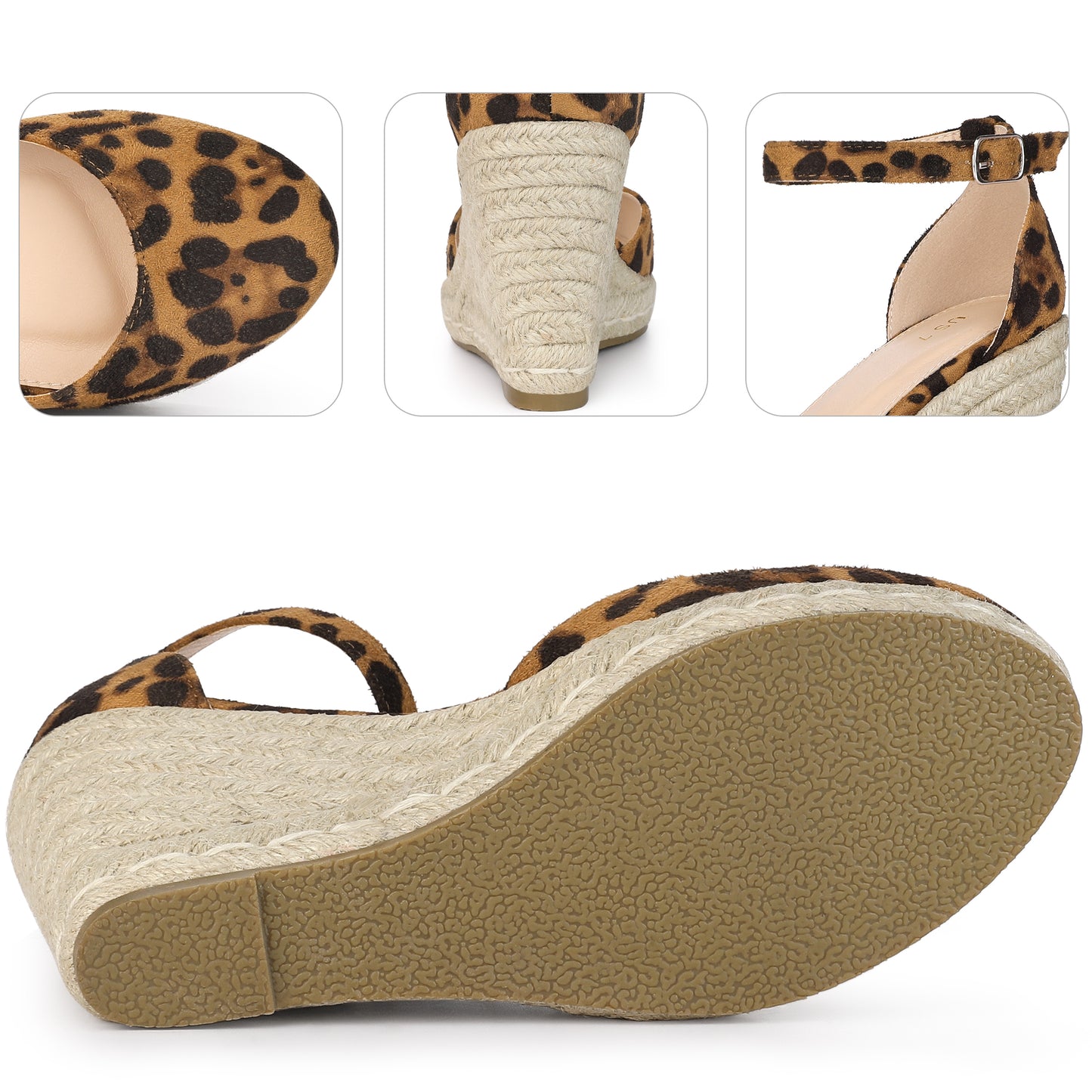 Women Platform Espadrilles Closed Toe Print Wedge Heel Sandals Wedges