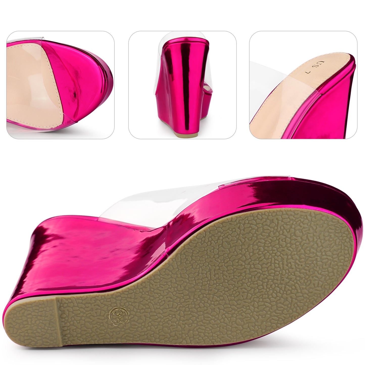 Sandalias de plataforma con cuña transparente para mujer