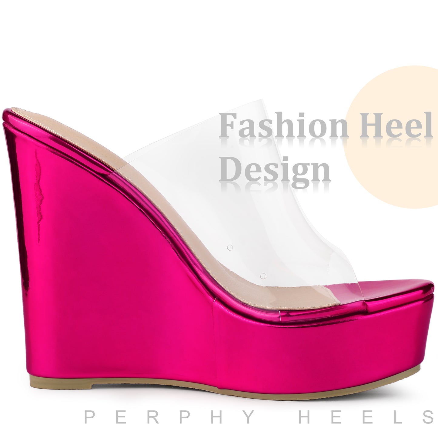 Sandalias de plataforma con cuña transparente para mujer