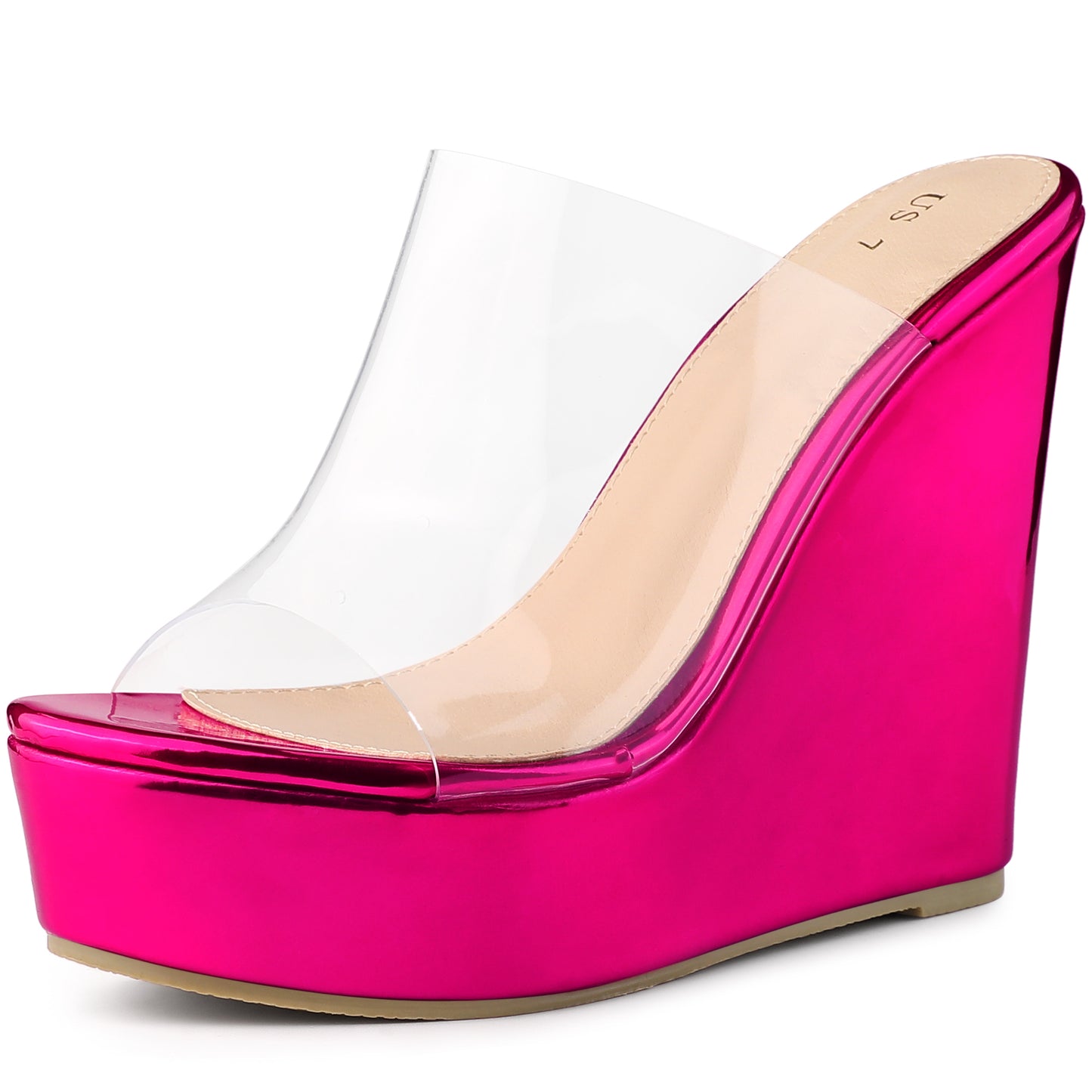 Sandalias de plataforma con cuña transparente para mujer