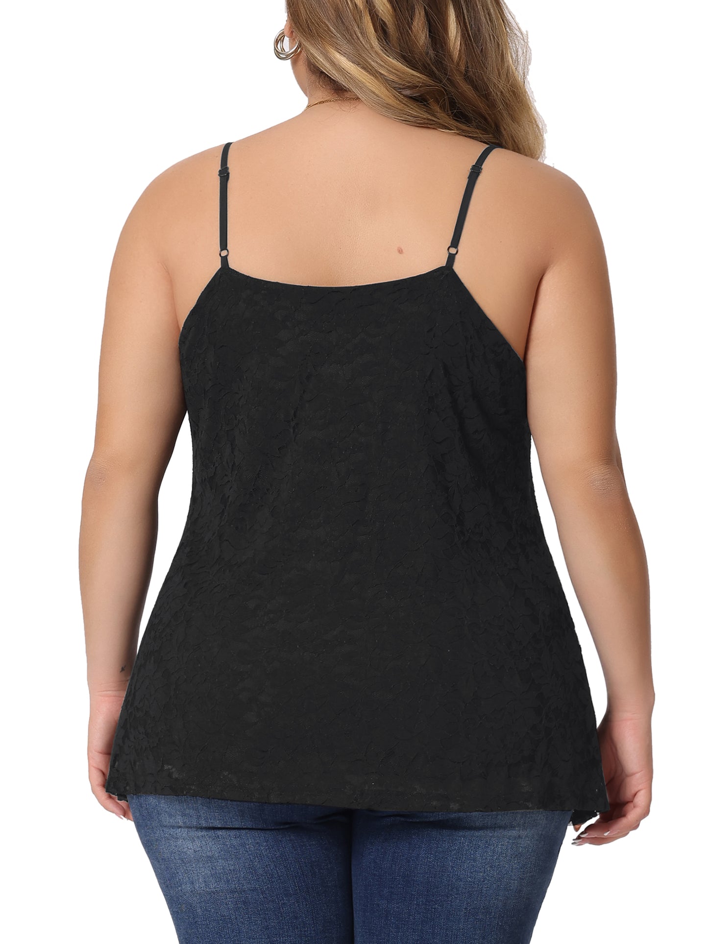 Women Plus Size Camisole Adjustable Strap Elegant Lace Cami Tank Top