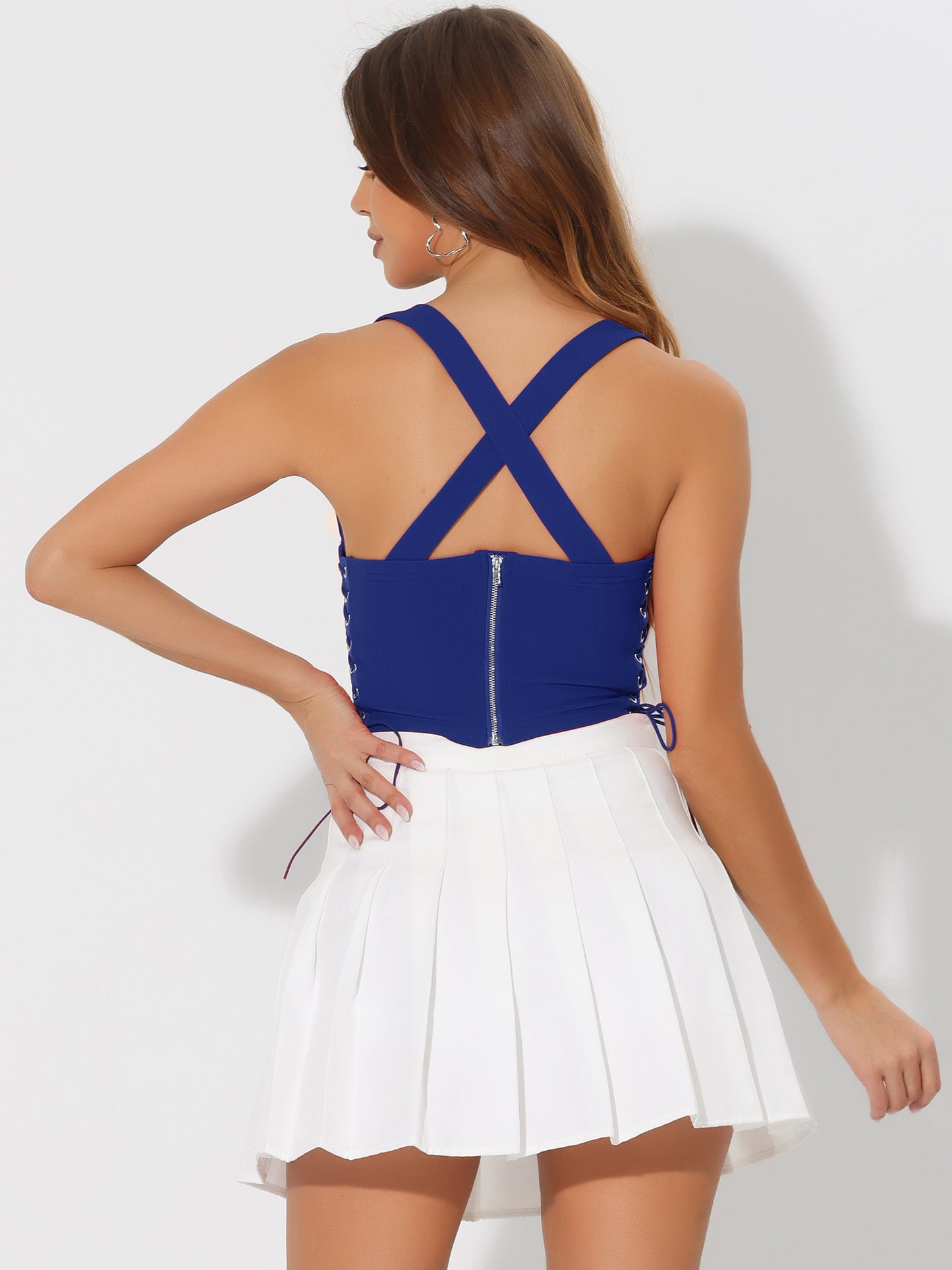 Women's Sleeveless Bustier Corset Tops Lace-up Sexy Clubwear Party Crop Top