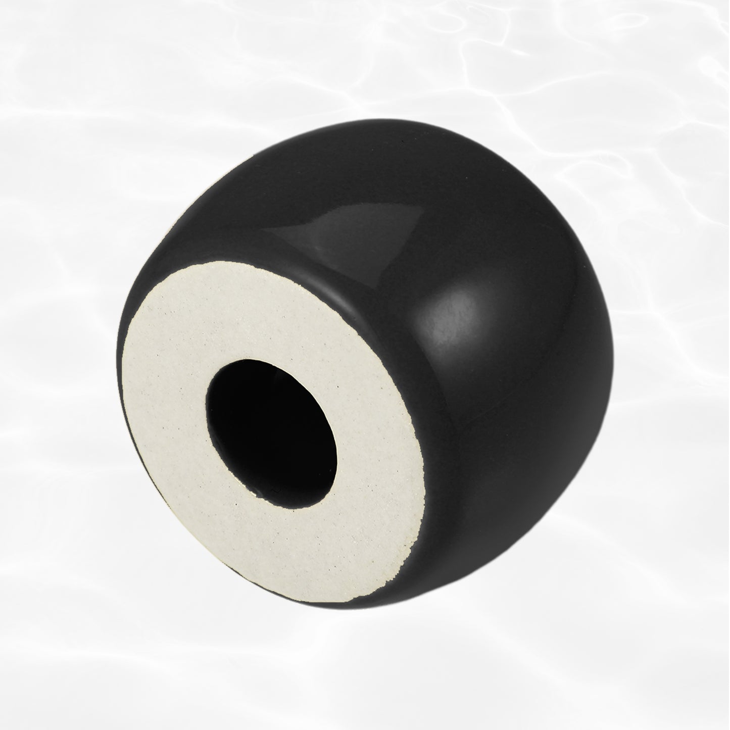 Mini portacepillos de dientes redondo de cerámica para baño, 4,2 x 3 cm, color negro