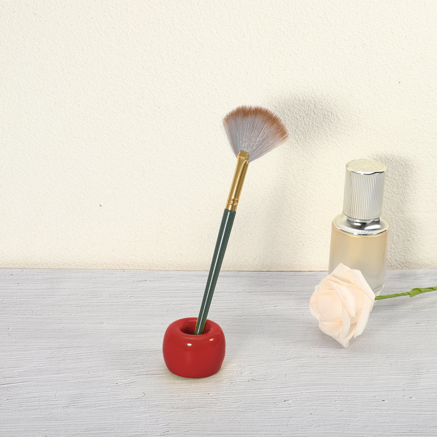 Round Mini Ceramic Toothbrush Holder for Bathroom, 1.65"x1.18" Red