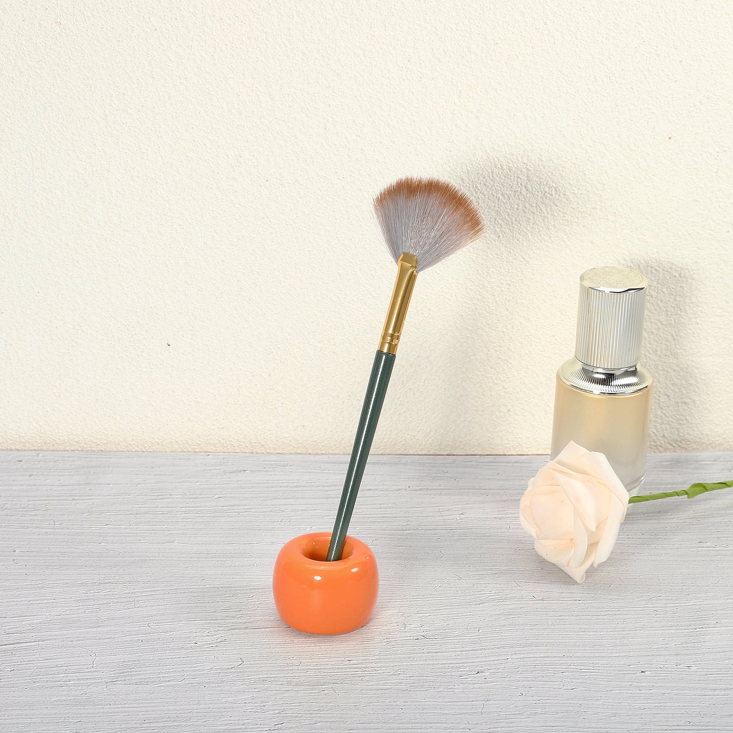 Round Mini Ceramic Toothbrush Holder for Bathroom, 1.65"x1.18" Orange