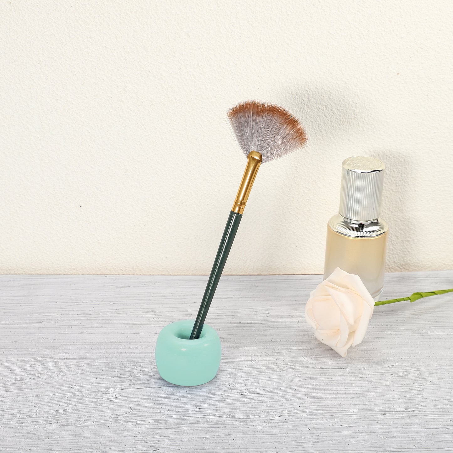 Round Mini Ceramic Toothbrush Holder for Bathroom, 1.65"x1.18" Green