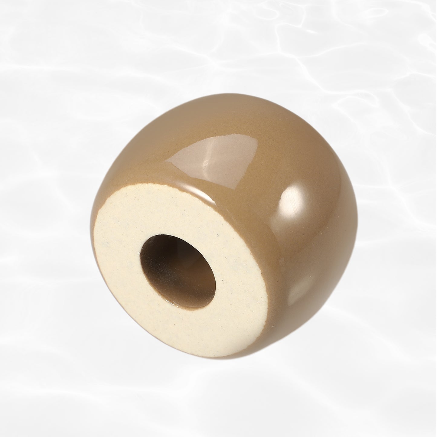 Round Mini Ceramic Toothbrush Holder for Bathroom, 1.65"x1.18" Brown