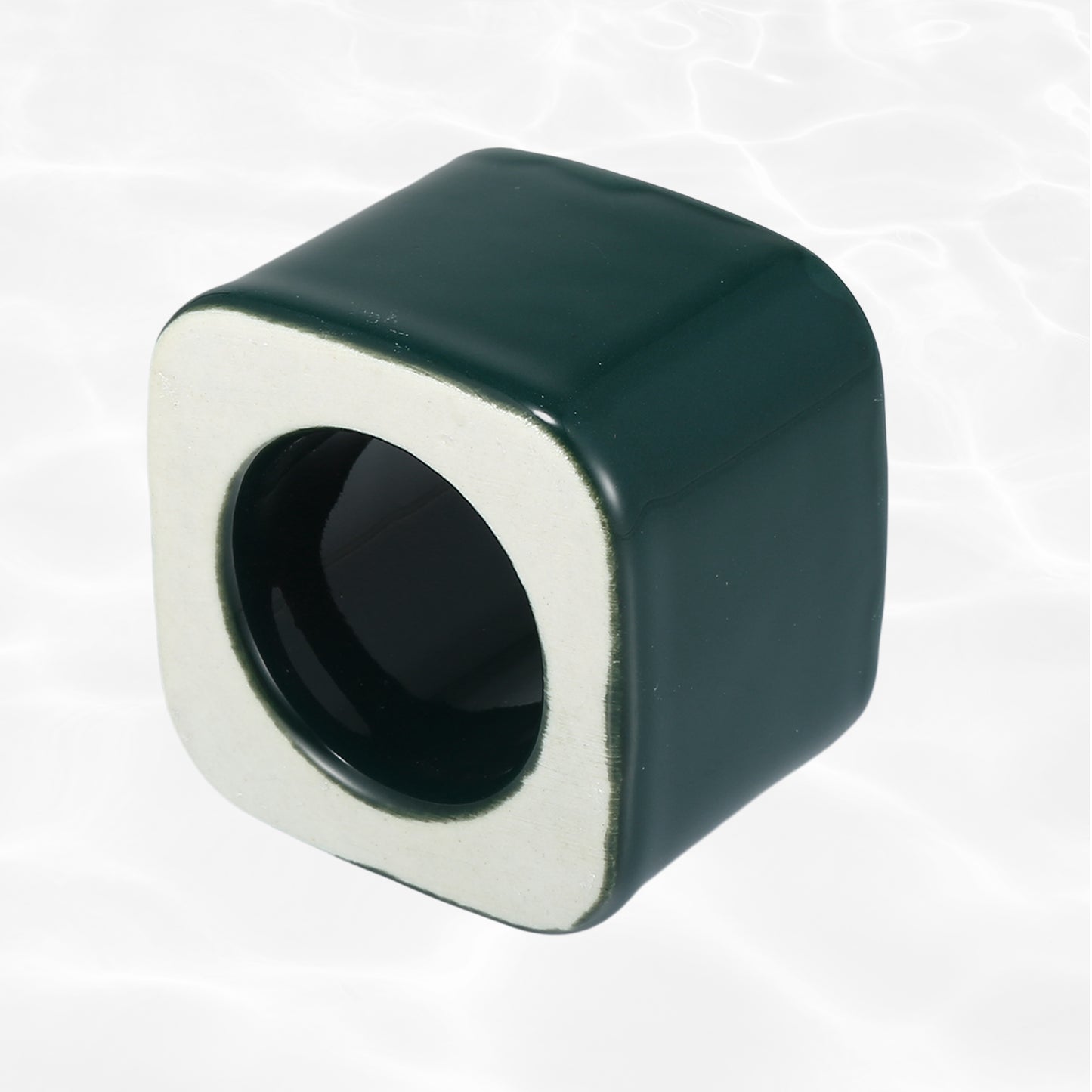 Square Mini Ceramic Toothbrush Holder for Bathroom, 2.20"x2.20"x1.73" Dark Green