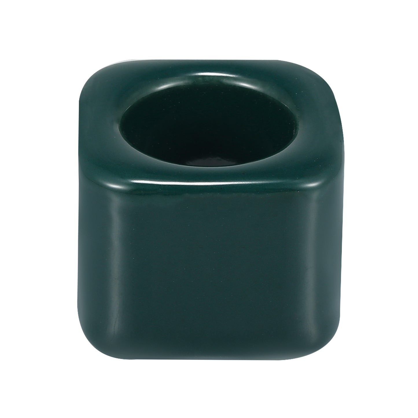 Square Mini Ceramic Toothbrush Holder for Bathroom, 2.20"x2.20"x1.73" Dark Green