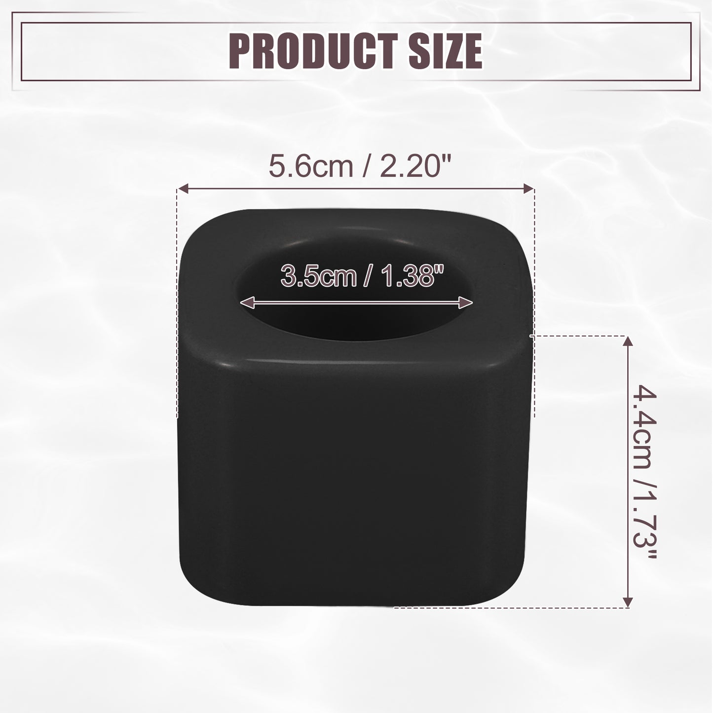 Mini portacepillos de dientes cuadrado de cerámica para baño, 5,7 x 5,7 x 4,4 cm, color negro