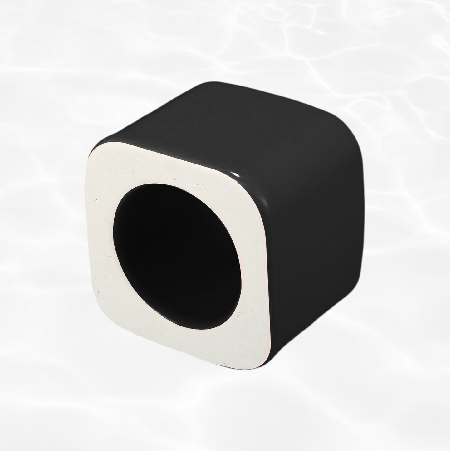 Mini portacepillos de dientes cuadrado de cerámica para baño, 5,7 x 5,7 x 4,4 cm, color negro