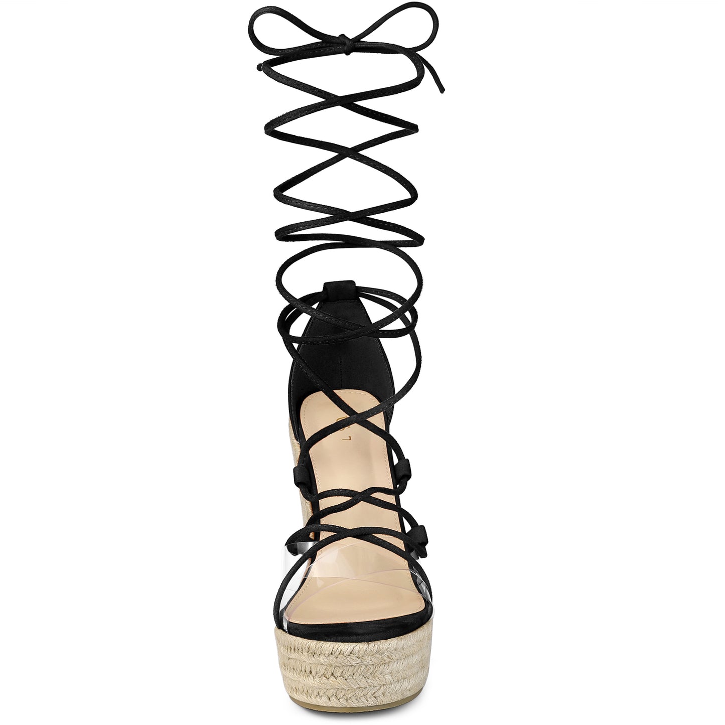 Women's Platform Espadrilles Clear Strap Lace Up Wedges Sandals