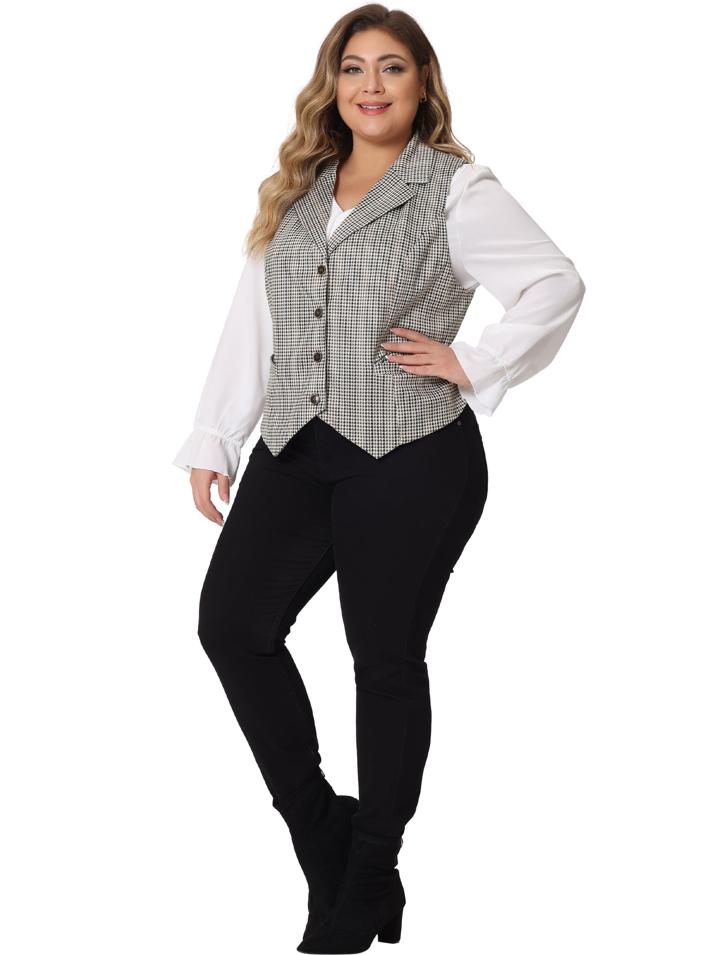 Women Plus Size Waistcoat Vest Vintage Retro Vest Button Steampunk Plaid Jacket