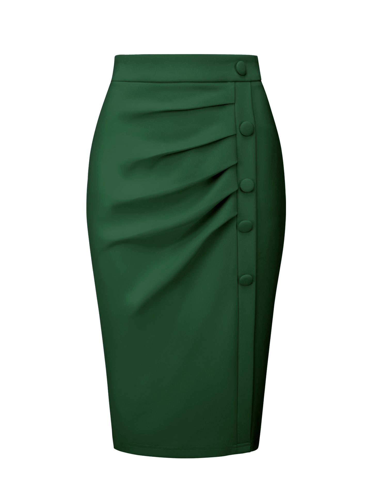 Women's Wear to Work Pencil Skirt Elastic High Waist Ruched Bodycon Midi Skirts