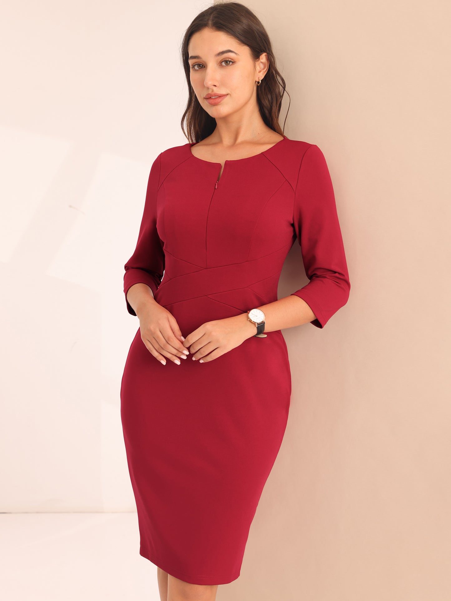 Women's Funeral Sheath Dress Knee Length Work Pencil Dresses