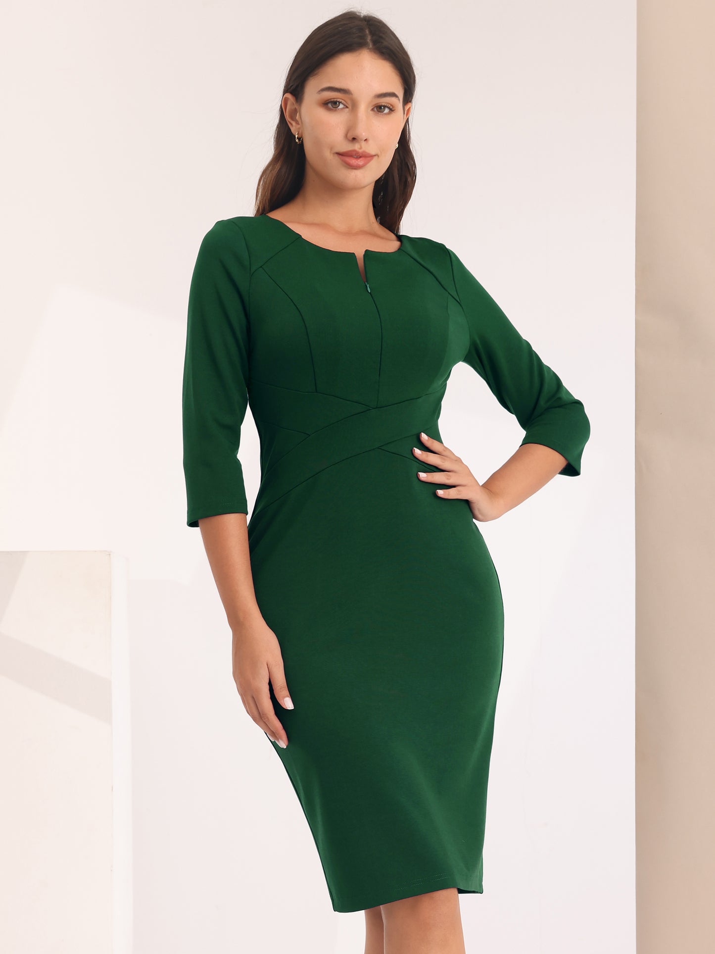 Women's Funeral Sheath Dress Knee Length Work Pencil Dresses