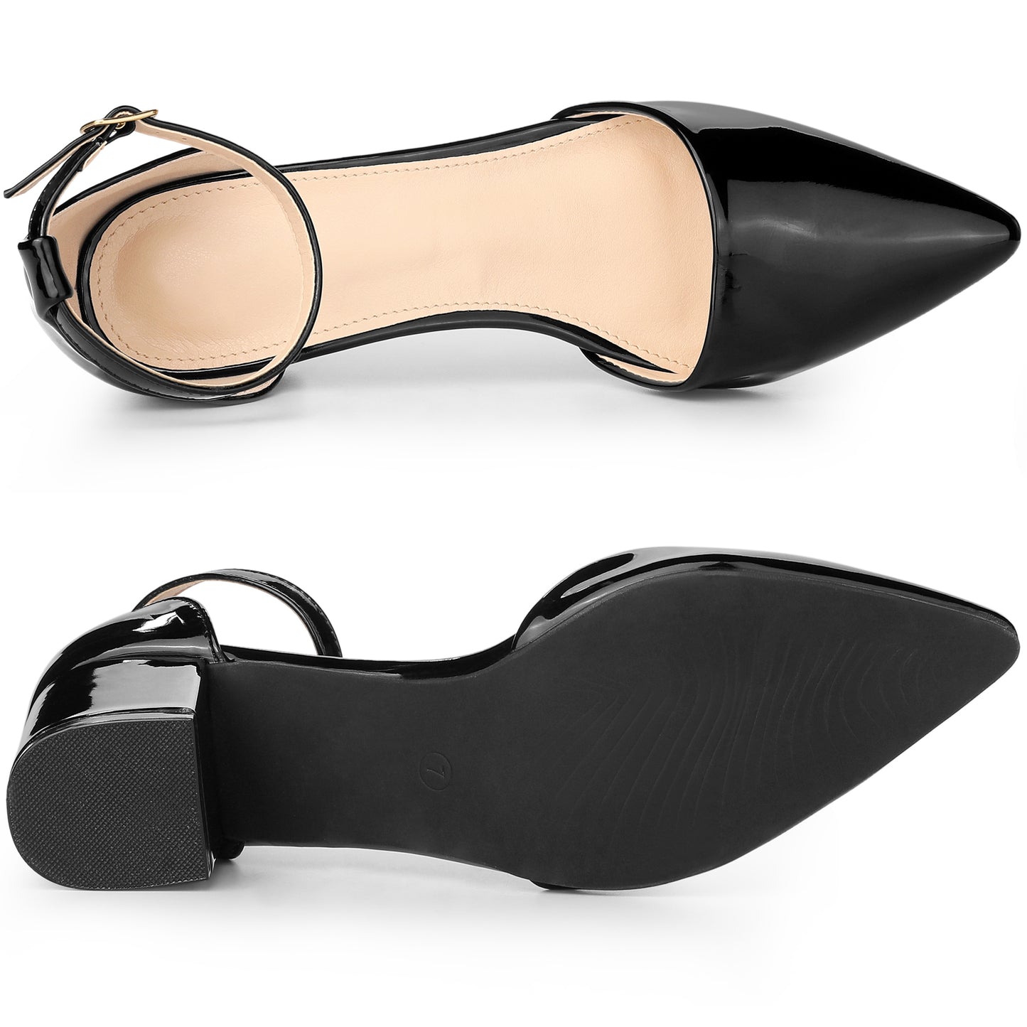 Women's Pump Pointed Closed Toe Low Chunky Heels Pumps