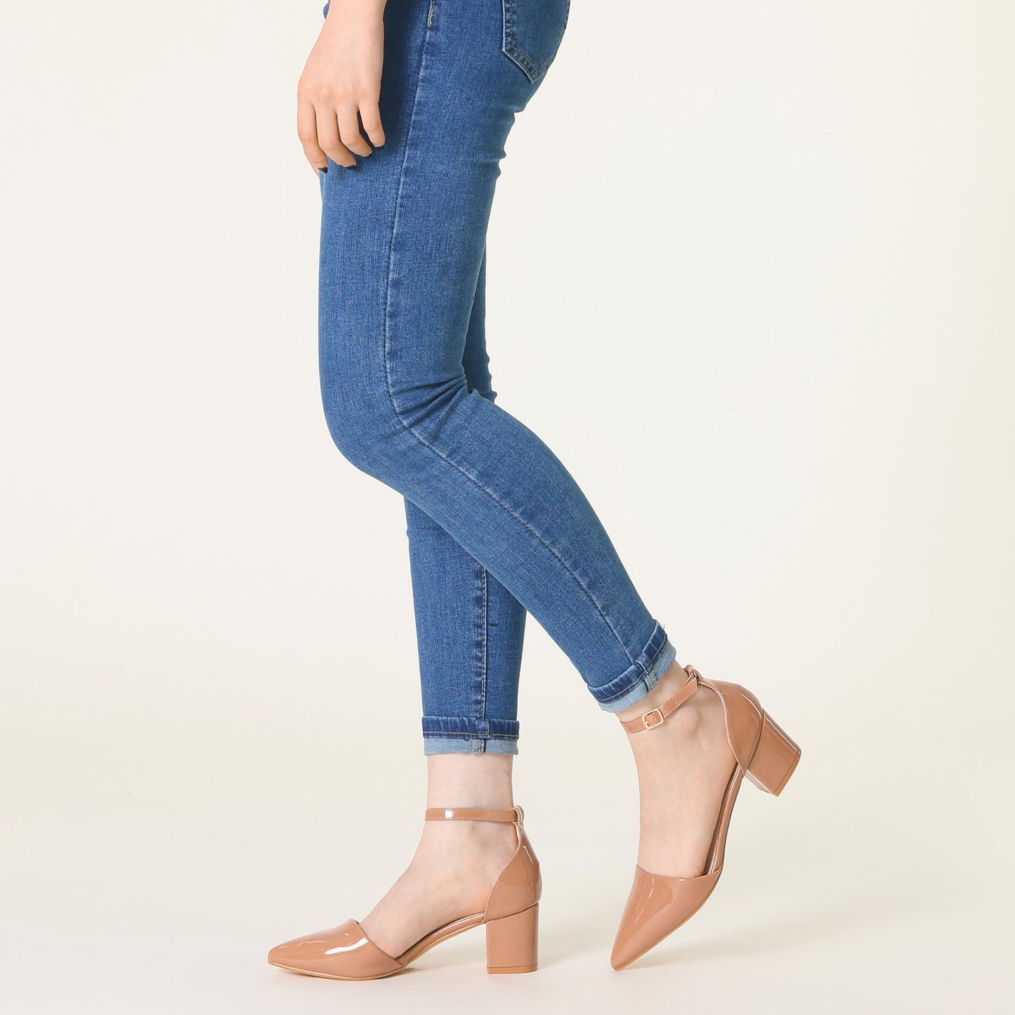 Zapatos de tacón bajo, gruesos, con punta cerrada y puntiaguda para mujer