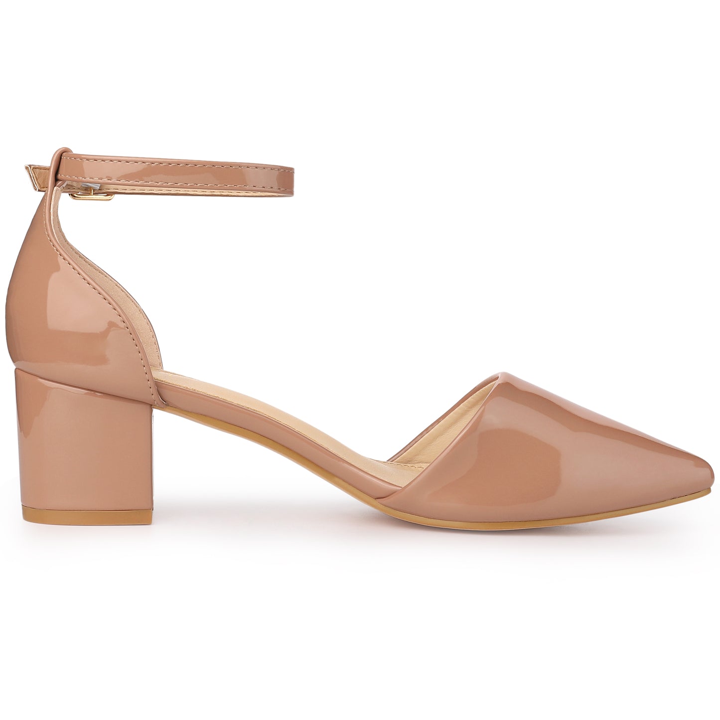 Zapatos de tacón bajo, gruesos, con punta cerrada y puntiaguda para mujer