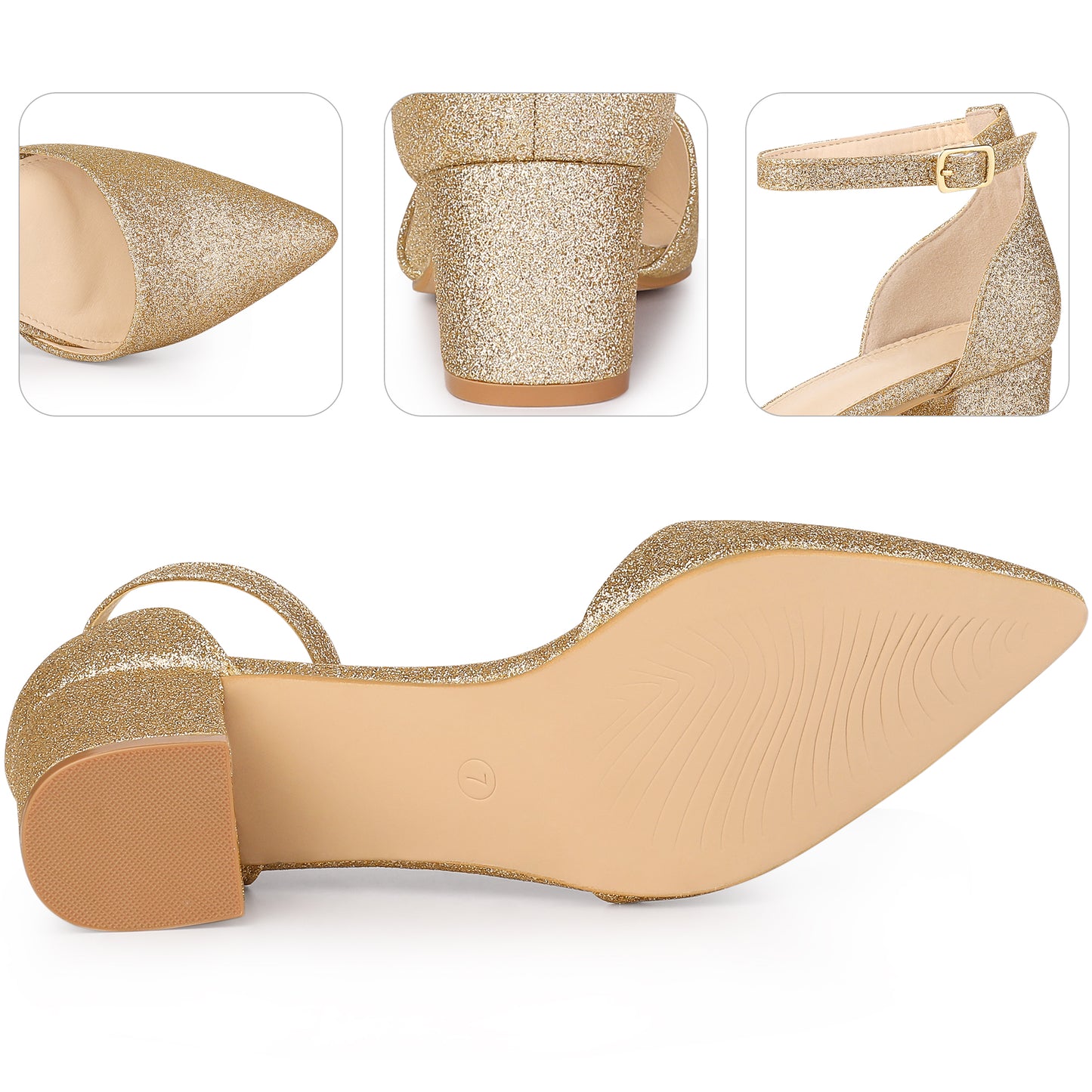 Zapatos de tacón de bloque grueso con hebilla y tira en el tobillo para mujer
