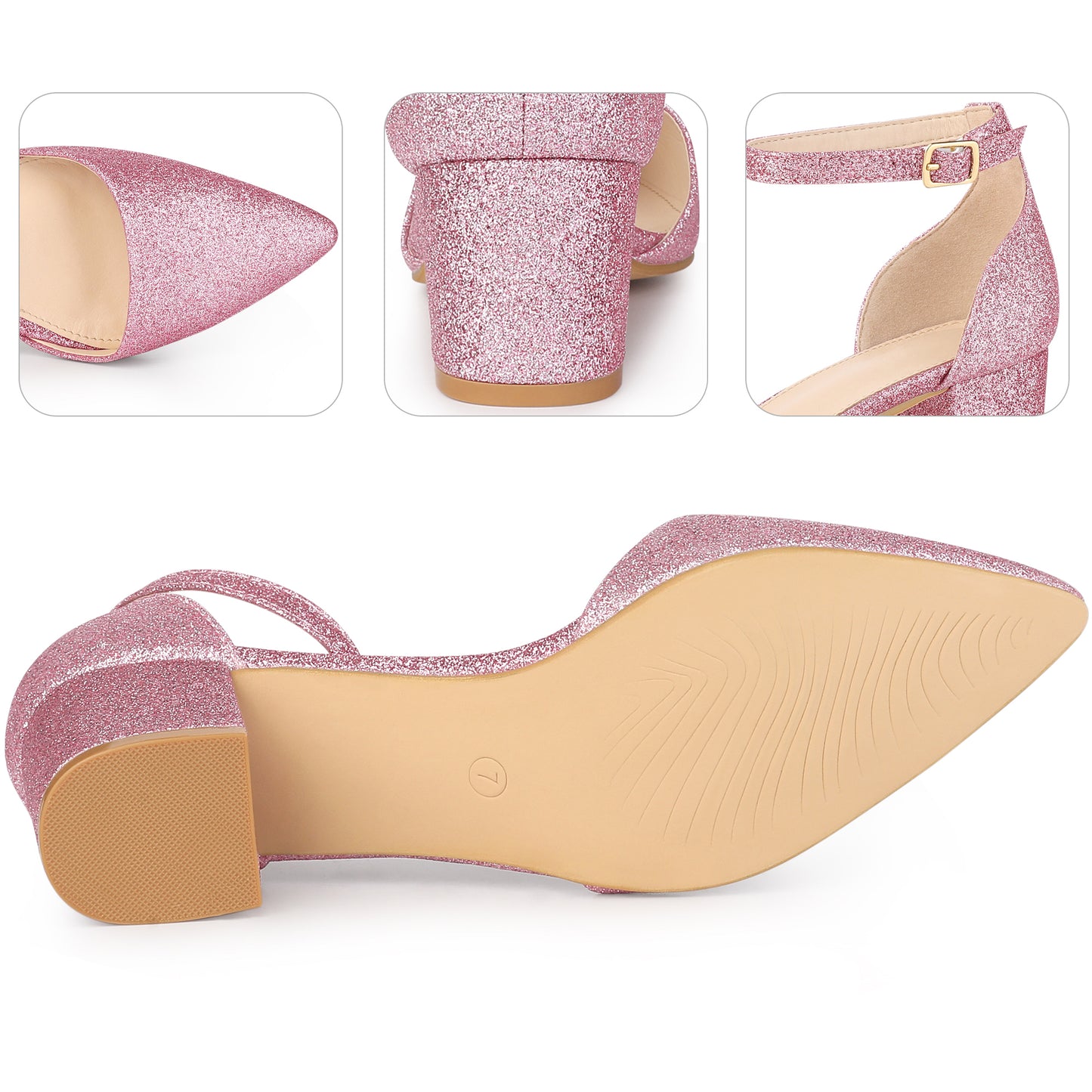 Zapatos de tacón de bloque grueso con hebilla y tira en el tobillo para mujer