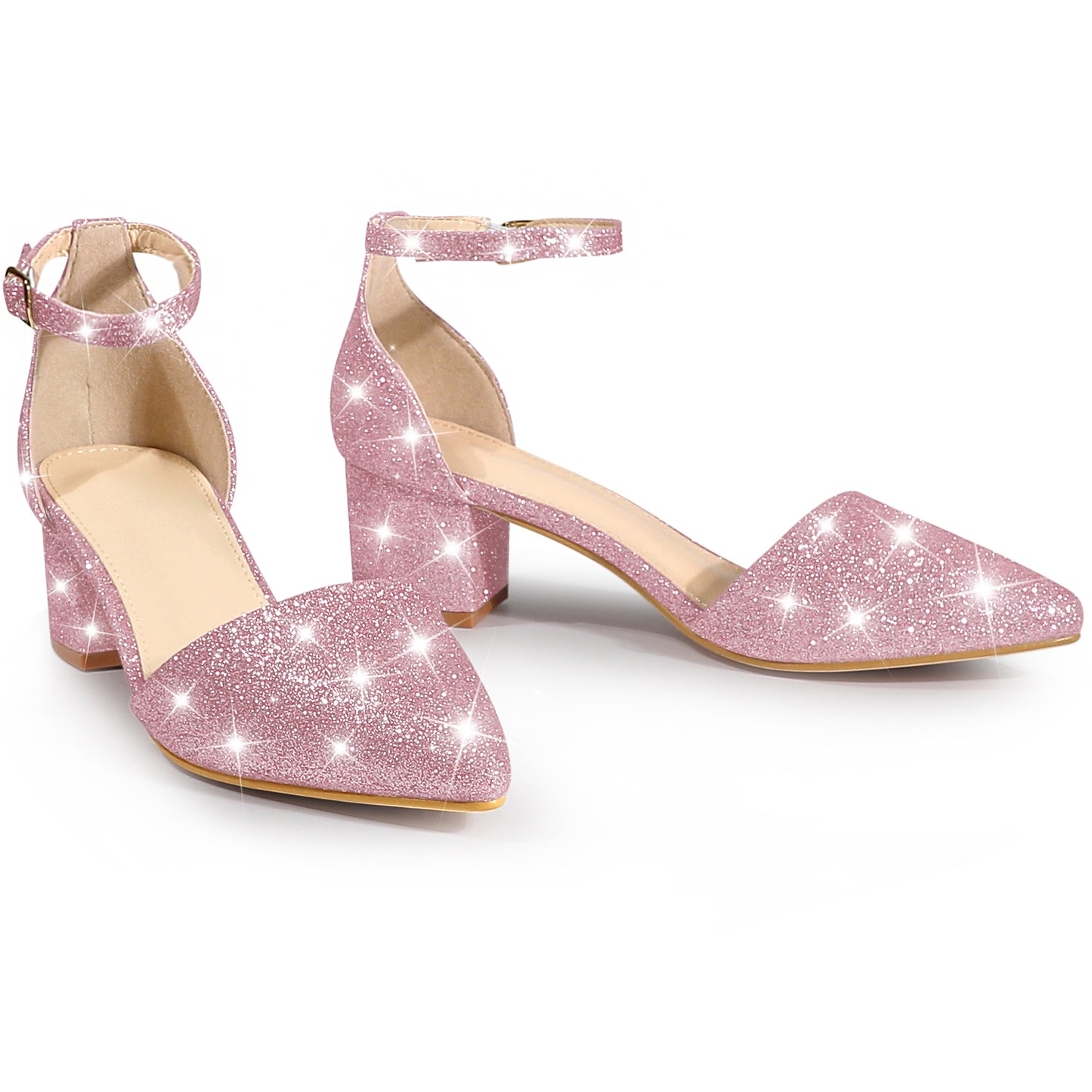 Zapatos de tacón de bloque grueso con hebilla y tira en el tobillo para mujer
