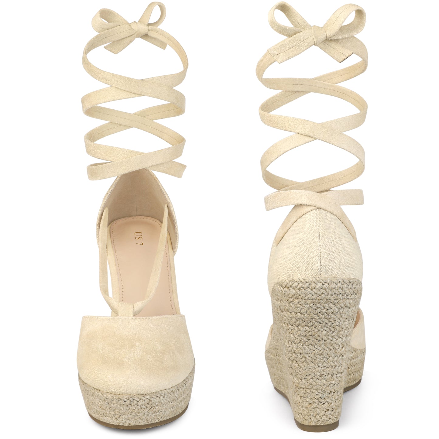 Women Lace Up Platform Sandal Closed Toe Espadrille Wedge Heel