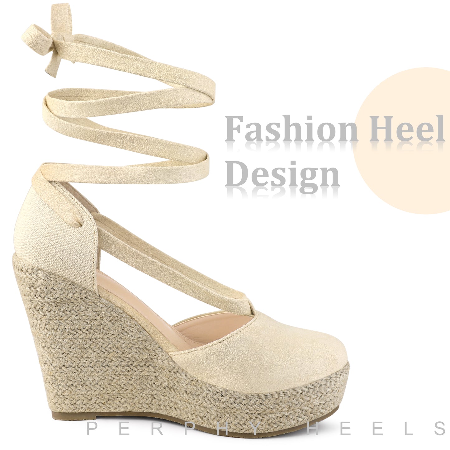 Women Lace Up Platform Sandal Closed Toe Espadrille Wedge Heel