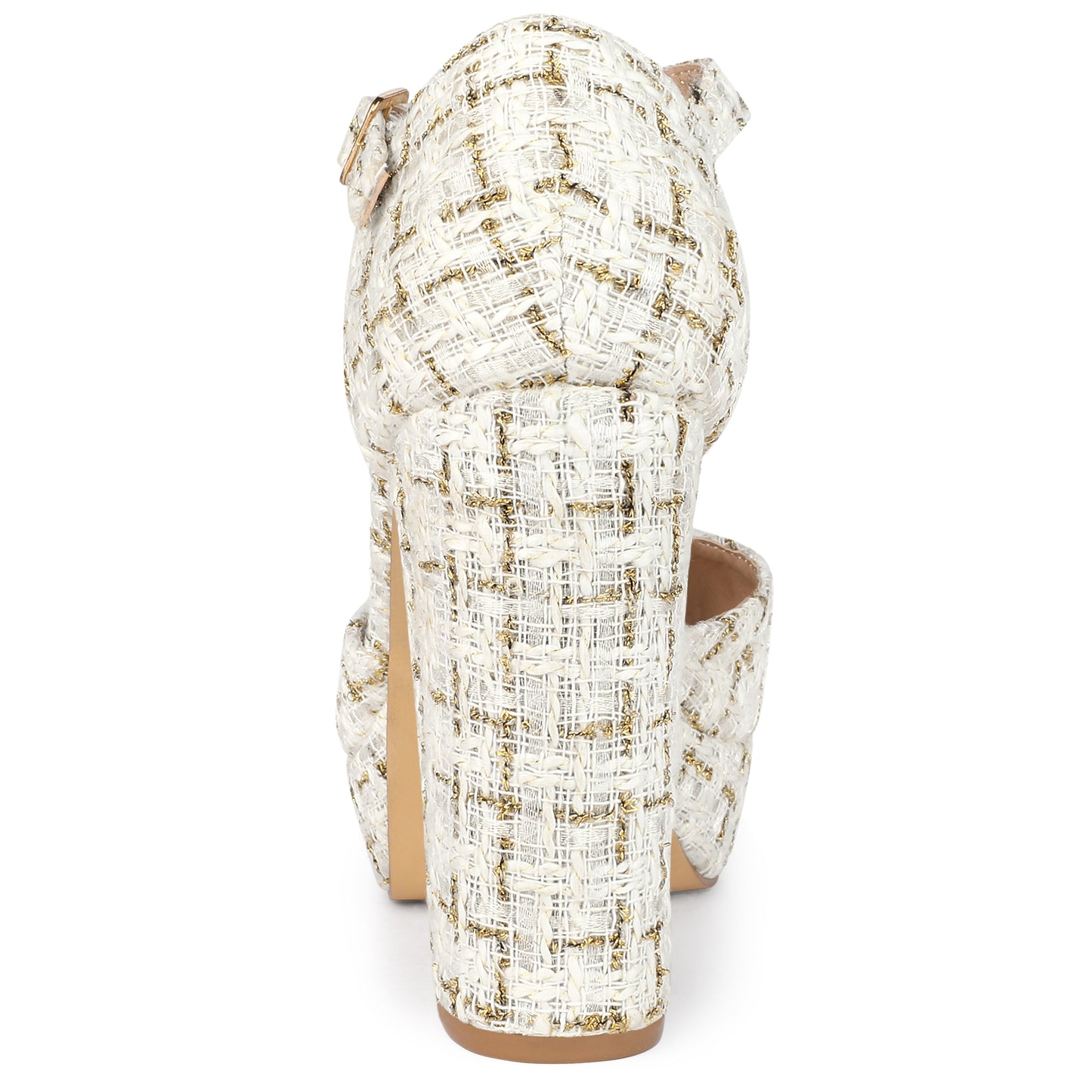 Zapatos Mary Jane de tacón grueso con punta cerrada y plataforma a cuadros para mujer
