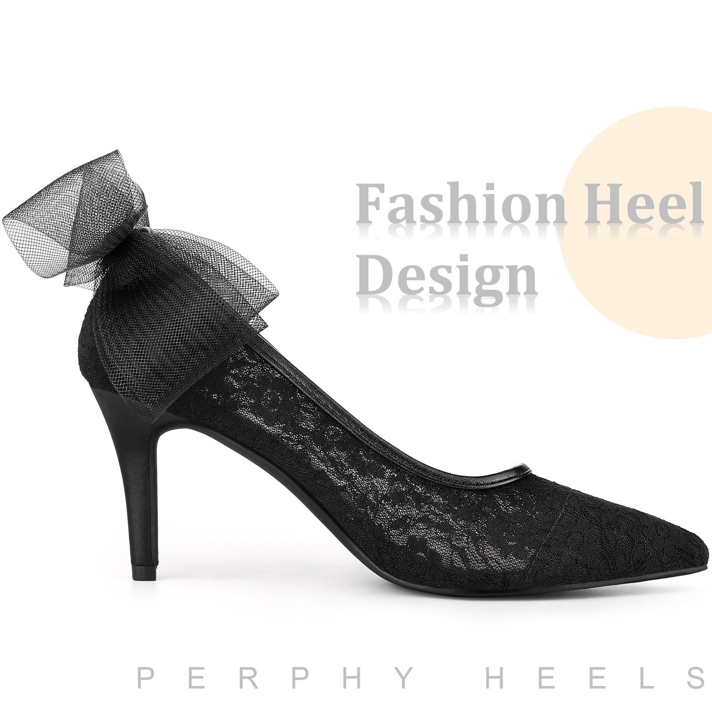 Zapatos de tacón de aguja con encaje y punta puntiaguda para mujer